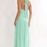 To The Sky Halterneck Maxi Dress Sage