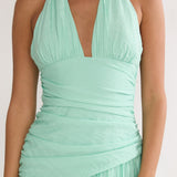 To The Sky Halterneck Maxi Dress Sage