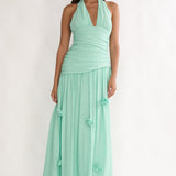 To The Sky Halterneck Maxi Dress Sage