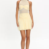 Savina Sheer Bodice Mini Dress Lemon