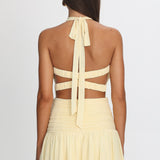 Savina Sheer Bodice Mini Dress Lemon
