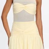 Savina Sheer Bodice Mini Dress Lemon