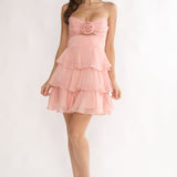 Ayala Strapless Ruffle Mini Dress Pink