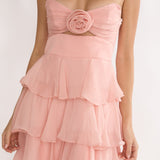 Ayala Strapless Ruffle Mini Dress Pink