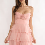 Ayala Strapless Ruffle Mini Dress Pink