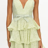 Ayala Halterneck Ruffle Mini Dress Floral Lime