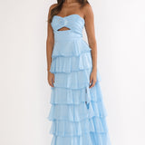 Janelia Layered Frill Maxi Dress Blue
