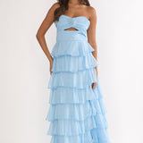 Janelia Layered Frill Maxi Dress Blue