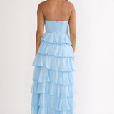 Janelia Layered Frill Maxi Dress Blue