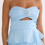 Janelia Layered Frill Maxi Dress Blue