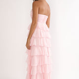 Janelia Layered Frill Maxi Dress Pink