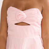Janelia Layered Frill Maxi Dress Pink