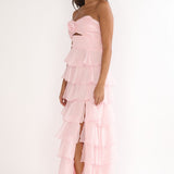 Janelia Layered Frill Maxi Dress Pink