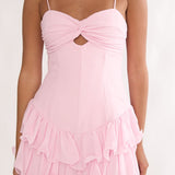 Heartstring Layered Hem Mini Dress Pink