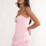 Heartstring Layered Hem Mini Dress Pink