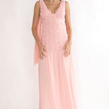 Marcellia Tied Back Maxi Dress Embellished Pink