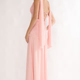 Marcellia Tied Back Maxi Dress Embellished Pink