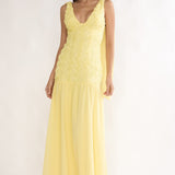Marcellia Tied Back Maxi Dress Embellished Yellow