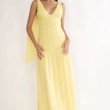 Marcellia Tied Back Maxi Dress Embellished Yellow