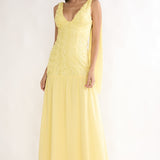 Marcellia Tied Back Maxi Dress Embellished Yellow
