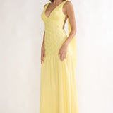 Marcellia Tied Back Maxi Dress Embellished Yellow