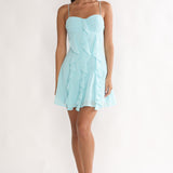 Katalia Ruffle Mini Dress Aqua