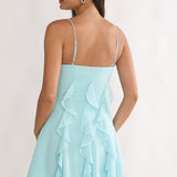 Katalia Ruffle Mini Dress Aqua