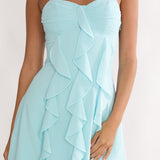 Katalia Ruffle Mini Dress Aqua