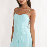 Katalia Ruffle Mini Dress Aqua