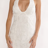Averina Rosette Halterneck Mini Dress White