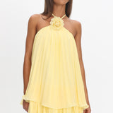Major Crush Pleated Mini Dress Lemon
