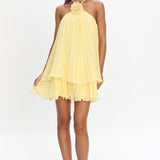 Major Crush Pleated Mini Dress Lemon