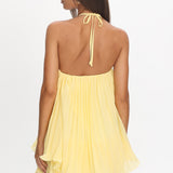 Major Crush Pleated Mini Dress Lemon