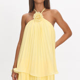 Major Crush Pleated Mini Dress Lemon