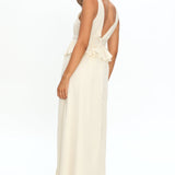 Lusia Peplum Applique Waist Maxi Dress White