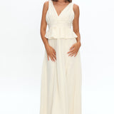 Lusia Peplum Applique Waist Maxi Dress White