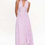 Luella Textured Halter Split Maxi Dress Lilac