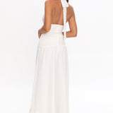 Luella Textured Halter Split Maxi Dress White