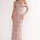 Harla Asymmetric Neckline Maxi Dress Floral