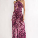 Pirelle Cut-Out Back Maxi Dress Leopard Purple