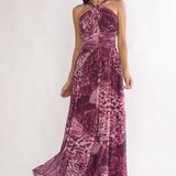 Pirelle Cut-Out Back Maxi Dress Leopard Purple