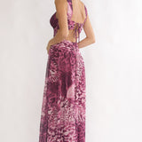 Pirelle Cut-Out Back Maxi Dress Leopard Purple