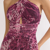 Pirelle Cut-Out Back Maxi Dress Leopard Purple