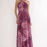 Pirelle Cut-Out Back Maxi Dress Leopard Purple