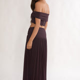 Farela Ruched Waist Maxi Skirt Coffee