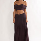 Farela Ruched Waist Maxi Skirt Coffee