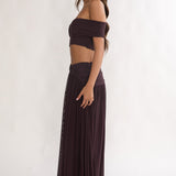 Farela Ruched Waist Maxi Skirt Coffee