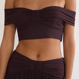 Farela Off-Shoulder Crop Top Coffee