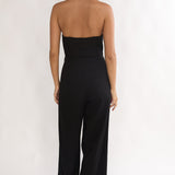 Ambrin Halterneck Button Jumpsuit Black