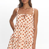Lyndara Frill Trim Mini Dress Polka Dot Cream